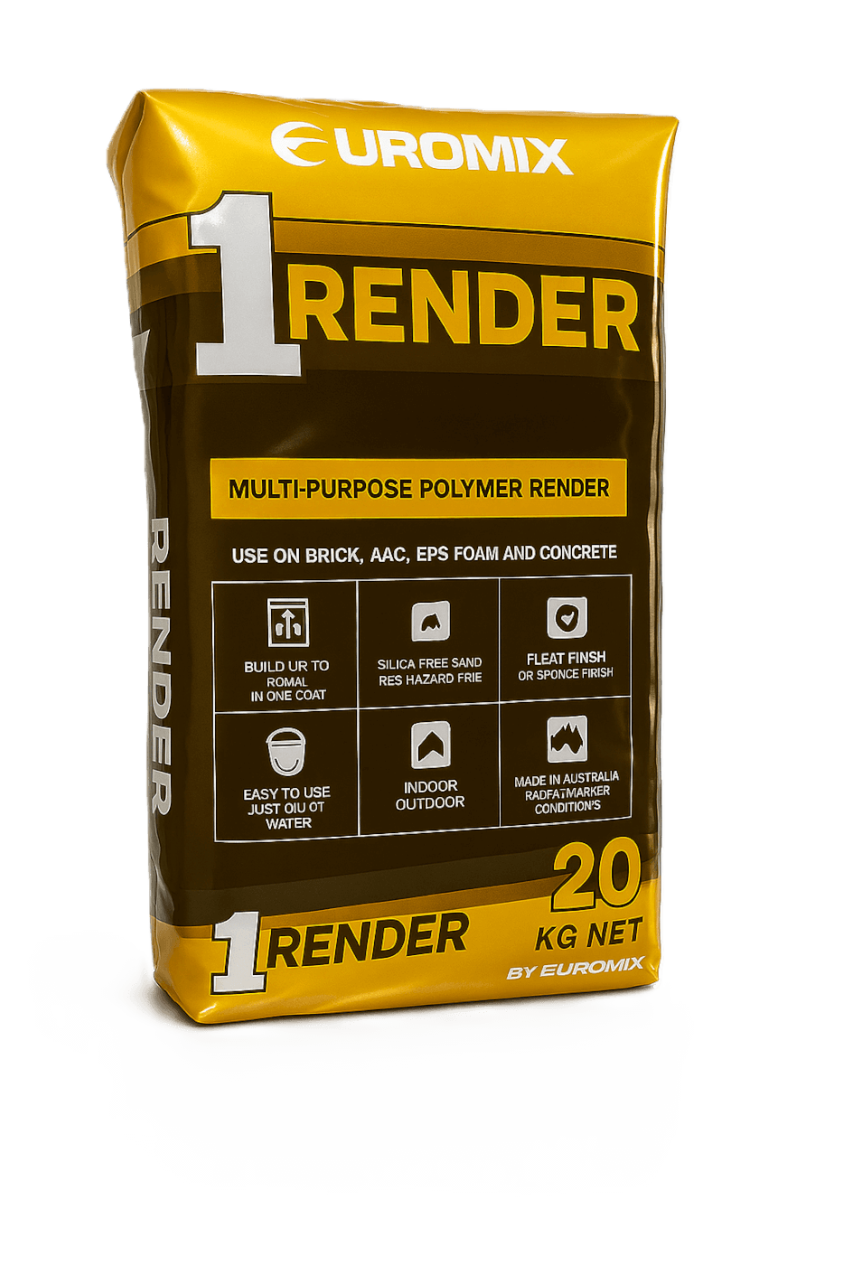 Euromix 1Render is a versatile pre-blended acrylic render designed for efficiency on your job. In most cases you can finish with just 1 coat. Ideal for either a float or sponge finish, ready for texture or paint.